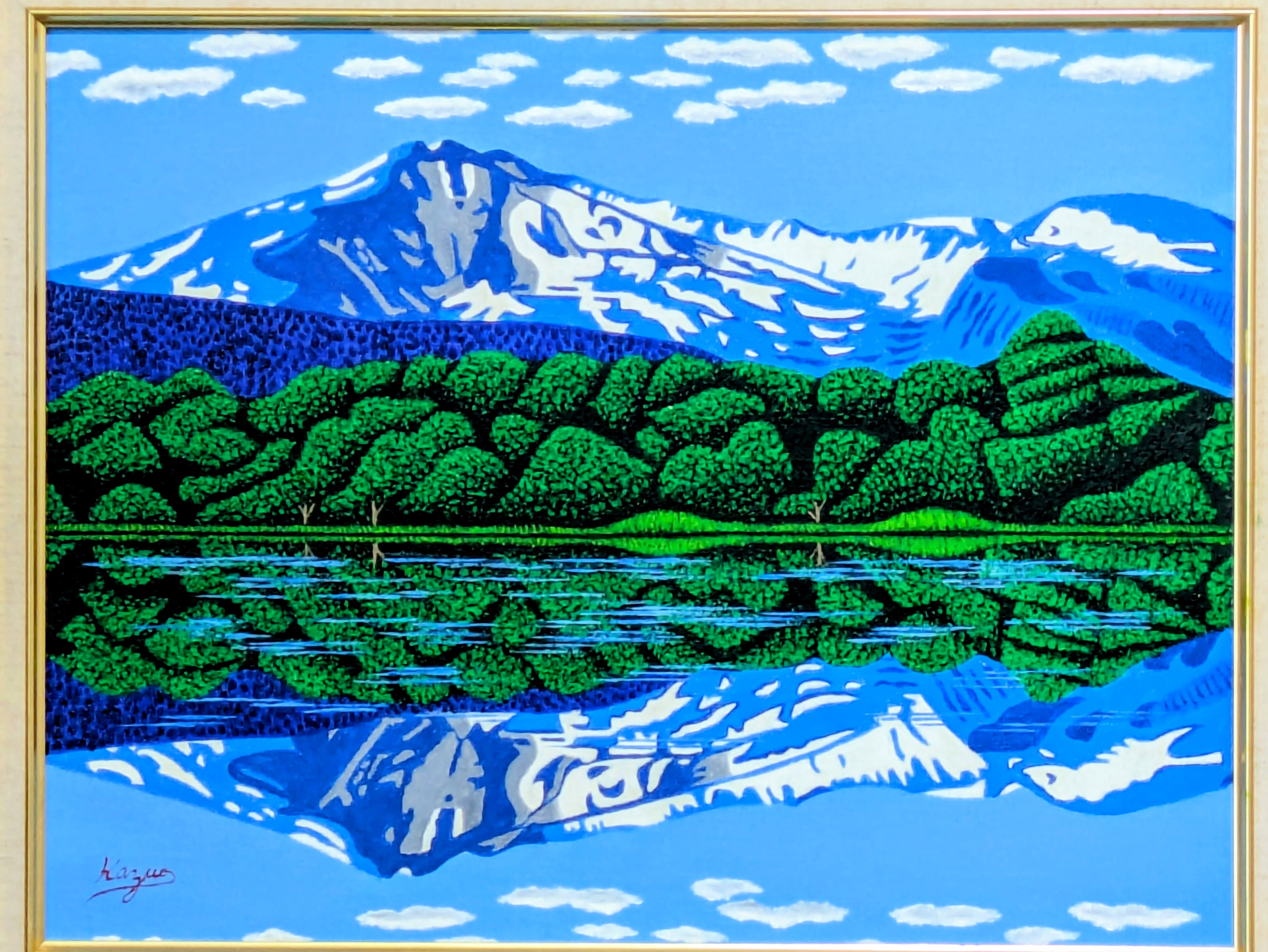 鳥海山と湖