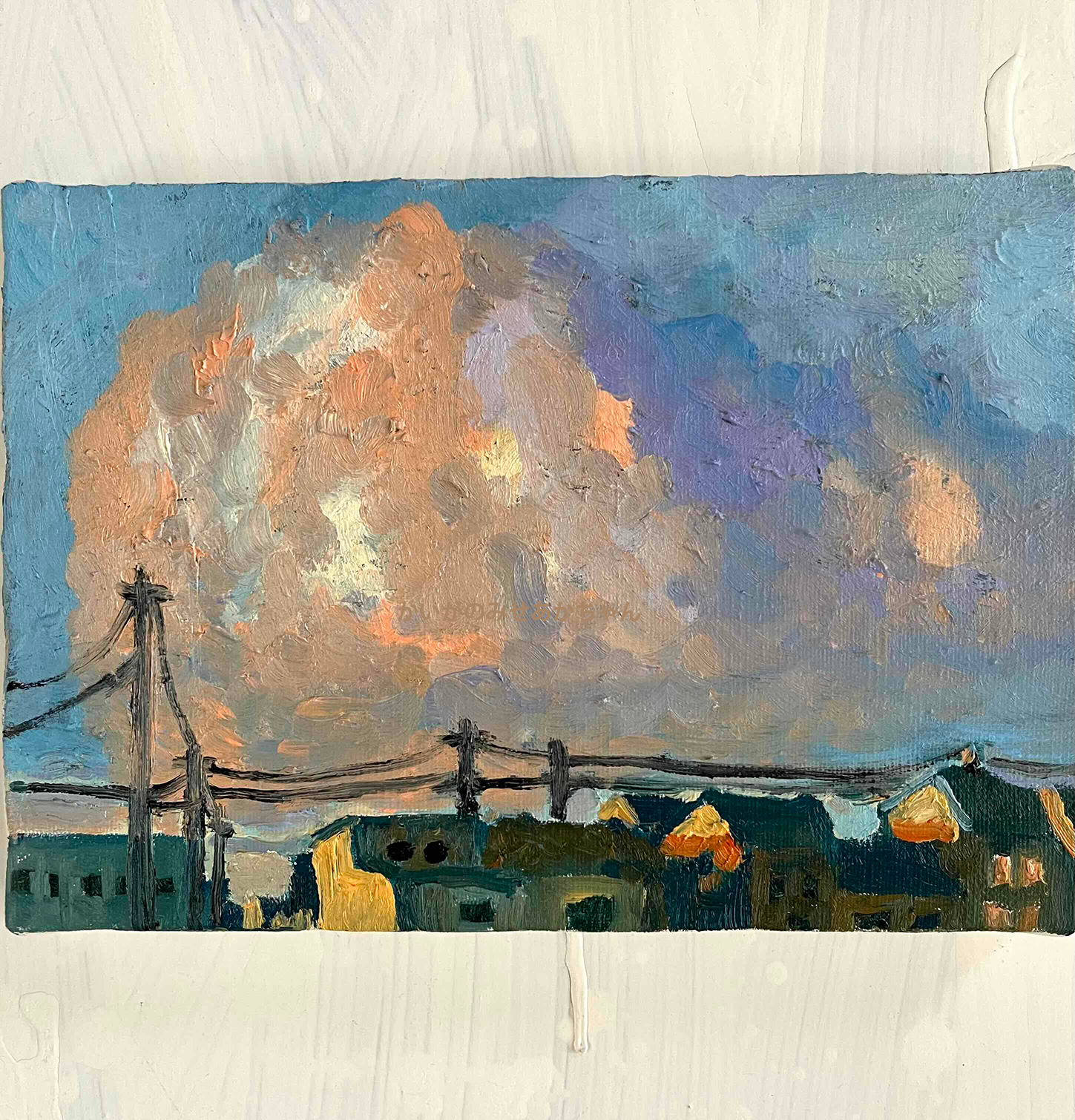 原画・油彩「朝の風景　2026613」絵画・サムホール （16×23㎝）アート・キャンバス