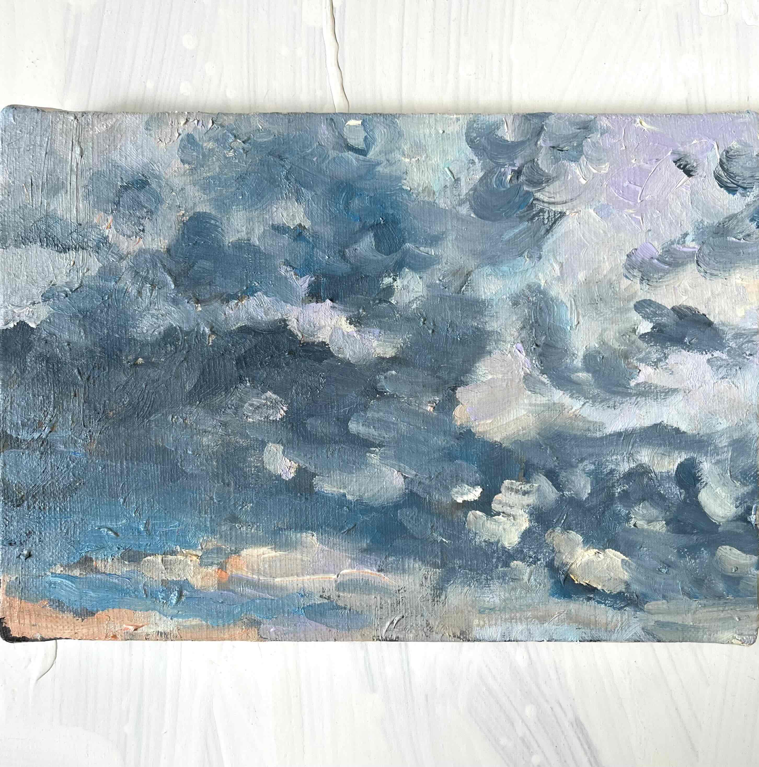 原画　油彩「朝空　20260710」絵画・サムホールサイズ （16×23㎝）アート・キャンバス